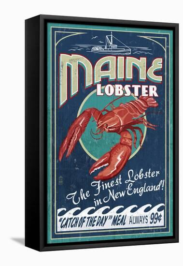 Maine Lobster-Lantern Press-Framed Stretched Canvas