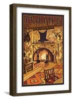 Maine - Lodge Interior-Lantern Press-Framed Art Print