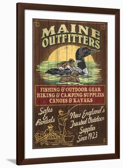 Maine - Loon Outfitters Vintage Sign-Lantern Press-Framed Art Print