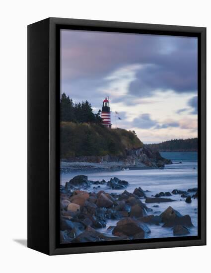 Maine, Lubec, West Quoddy Lighthouse, USA-Alan Copson-Framed Stretched Canvas