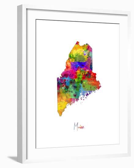 Maine Map-Michael Tompsett-Framed Art Print