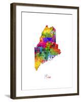 Maine Map-Michael Tompsett-Framed Art Print