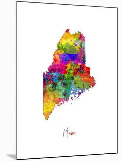 Maine Map-Michael Tompsett-Mounted Art Print