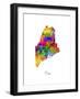 Maine Map-Michael Tompsett-Framed Premium Giclee Print