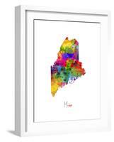 Maine Map-Michael Tompsett-Framed Art Print