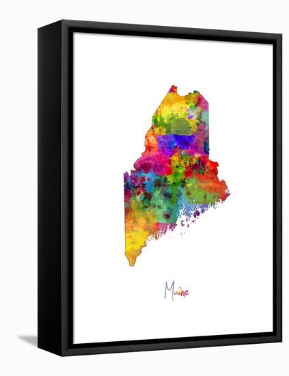 Maine Map-Michael Tompsett-Framed Stretched Canvas