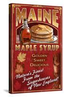 Maine - Maple Syrup Vintage Sign-Lantern Press-Stretched Canvas