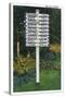 Maine - Mile Marker Sign Post of Odd Distances to Different Cities, Countries-Lantern Press-Stretched Canvas