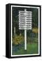Maine - Mile Marker Sign Post of Odd Distances to Different Cities, Countries-Lantern Press-Framed Stretched Canvas