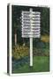 Maine - Mile Marker Sign Post of Odd Distances to Different Cities, Countries-Lantern Press-Stretched Canvas