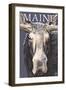 Maine - Moose Up Close-Lantern Press-Framed Art Print