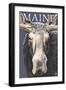 Maine - Moose Up Close-Lantern Press-Framed Art Print