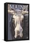 Maine - Moose Up Close-Lantern Press-Framed Stretched Canvas
