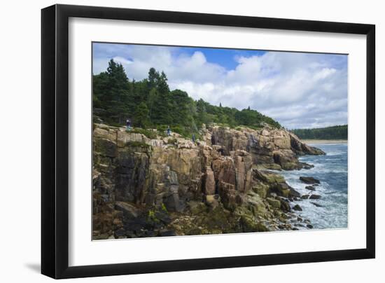 Maine, Mt. Desert Island, Acadia National Park, Cliffs by Sand Beach-Walter Bibikow-Framed Photographic Print