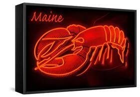 Maine - Neon Lobster Sign-Lantern Press-Framed Stretched Canvas