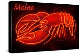 Maine - Neon Lobster Sign-Lantern Press-Stretched Canvas