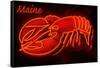 Maine - Neon Lobster Sign-Lantern Press-Framed Stretched Canvas