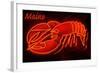 Maine - Neon Lobster Sign-Lantern Press-Framed Art Print