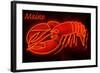 Maine - Neon Lobster Sign-Lantern Press-Framed Art Print