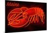 Maine - Neon Lobster Sign-Lantern Press-Mounted Art Print