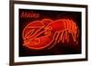 Maine - Neon Lobster Sign-Lantern Press-Framed Art Print