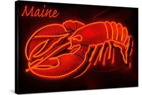 Maine - Neon Lobster Sign-Lantern Press-Stretched Canvas