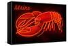 Maine - Neon Lobster Sign-Lantern Press-Framed Stretched Canvas