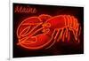 Maine - Neon Lobster Sign-Lantern Press-Framed Art Print