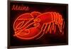 Maine - Neon Lobster Sign-Lantern Press-Framed Art Print