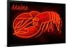 Maine - Neon Lobster Sign-Lantern Press-Framed Art Print