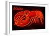 Maine - Neon Lobster Sign-Lantern Press-Framed Art Print