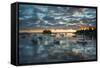Maine, Newagen, Sunset Harbor View by the Cuckolds Islands-Walter Bibikow-Framed Stretched Canvas