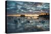 Maine, Newagen, Sunset Harbor View by the Cuckolds Islands-Walter Bibikow-Stretched Canvas