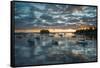 Maine, Newagen, Sunset Harbor View by the Cuckolds Islands-Walter Bibikow-Framed Stretched Canvas