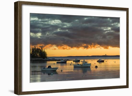 Maine, Newagen, Sunset Harbor View by the Cuckolds Islands-Walter Bibikow-Framed Photographic Print