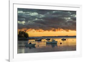 Maine, Newagen, Sunset Harbor View by the Cuckolds Islands-Walter Bibikow-Framed Photographic Print