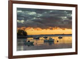 Maine, Newagen, Sunset Harbor View by the Cuckolds Islands-Walter Bibikow-Framed Photographic Print
