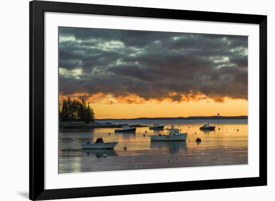 Maine, Newagen, Sunset Harbor View by the Cuckolds Islands-Walter Bibikow-Framed Photographic Print