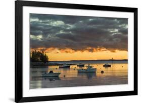 Maine, Newagen, Sunset Harbor View by the Cuckolds Islands-Walter Bibikow-Framed Photographic Print