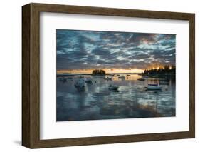 Maine, Newagen, Sunset Harbor View by the Cuckolds Islands-Walter Bibikow-Framed Photographic Print