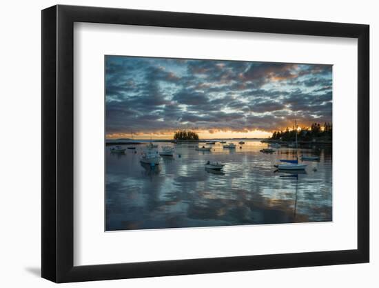 Maine, Newagen, Sunset Harbor View by the Cuckolds Islands-Walter Bibikow-Framed Photographic Print