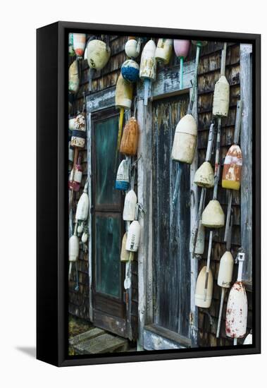 Maine, Pemaquid Point, Lobster Buoys-Walter Bibikow-Framed Stretched Canvas