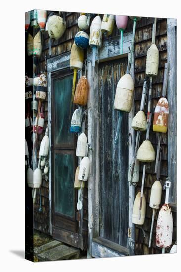 Maine, Pemaquid Point, Lobster Buoys-Walter Bibikow-Stretched Canvas