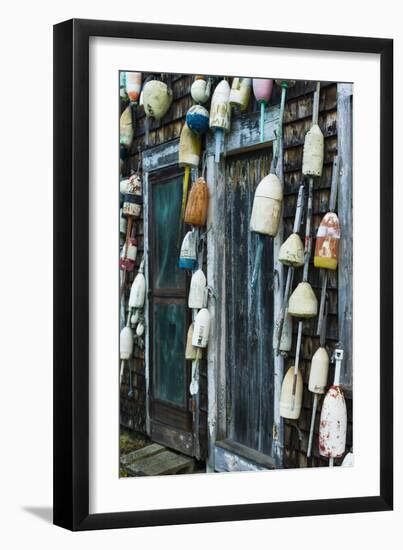 Maine, Pemaquid Point, Lobster Buoys-Walter Bibikow-Framed Premium Photographic Print