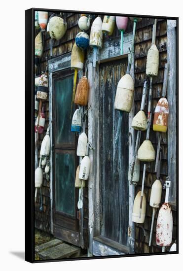 Maine, Pemaquid Point, Lobster Buoys-Walter Bibikow-Framed Stretched Canvas