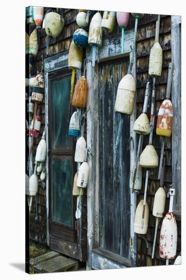 Maine, Pemaquid Point, Lobster Buoys-Walter Bibikow-Stretched Canvas