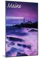 Maine - Portland Head Light at Dusk-Lantern Press-Mounted Art Print