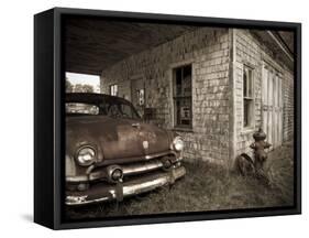 Maine, Potter, Old Gas Station, USA-Alan Copson-Framed Stretched Canvas