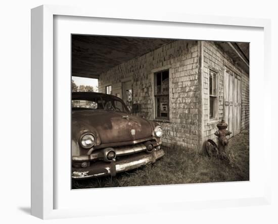 Maine, Potter, Old Gas Station, USA-Alan Copson-Framed Photographic Print