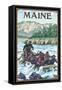 Maine - River Rafting Scene-Lantern Press-Framed Stretched Canvas